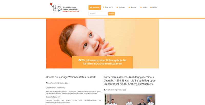 Homepage des Selbsthilfegruppe krebskranker Kinder Amberg-Sulzbach e.V.